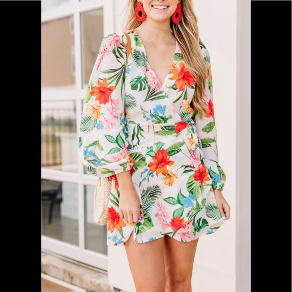 Jealous Tomato Tropical Wrap Dress - L